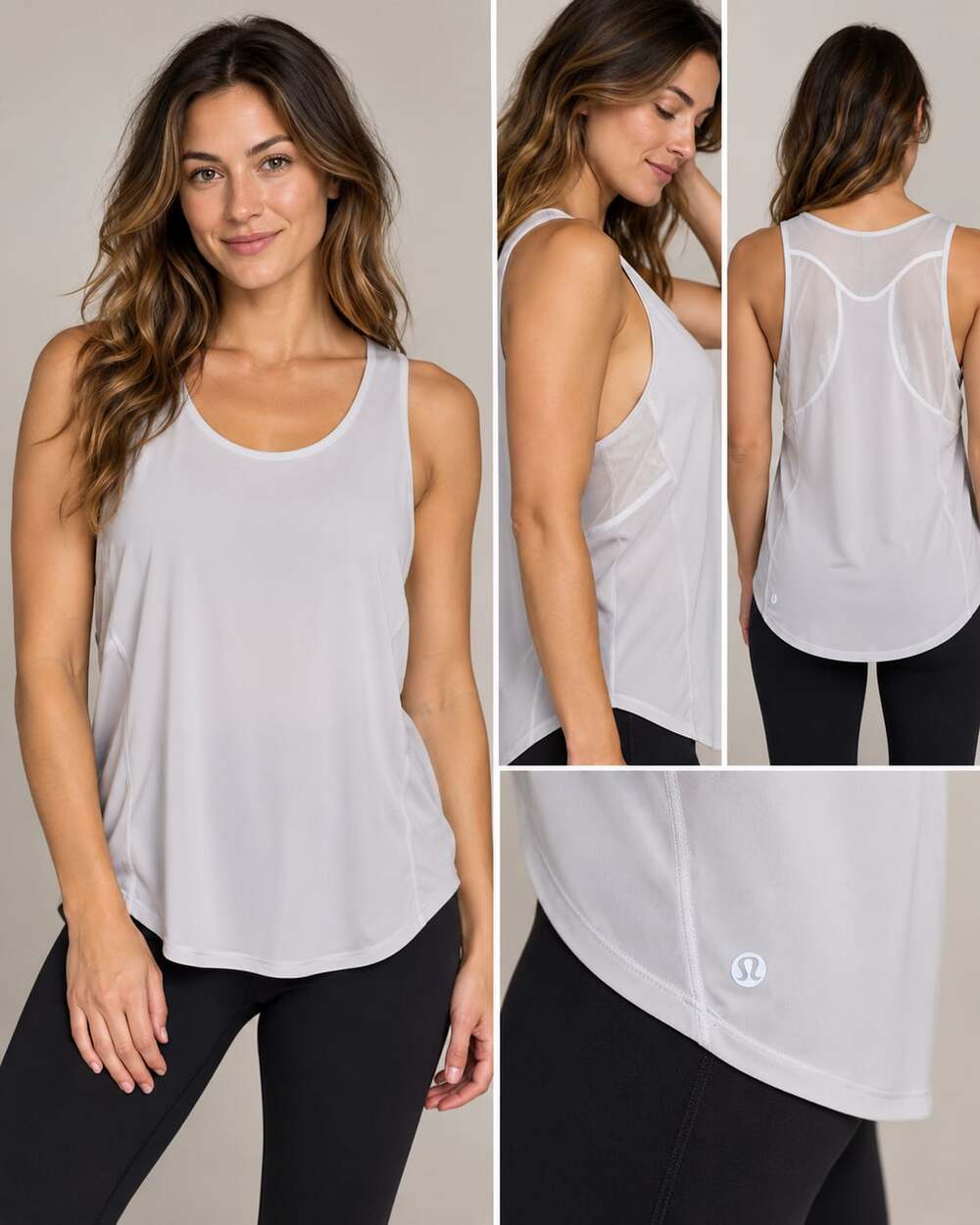 Lululemon Sculpt Tank Top White Mesh Workout Athletic Sleeveless